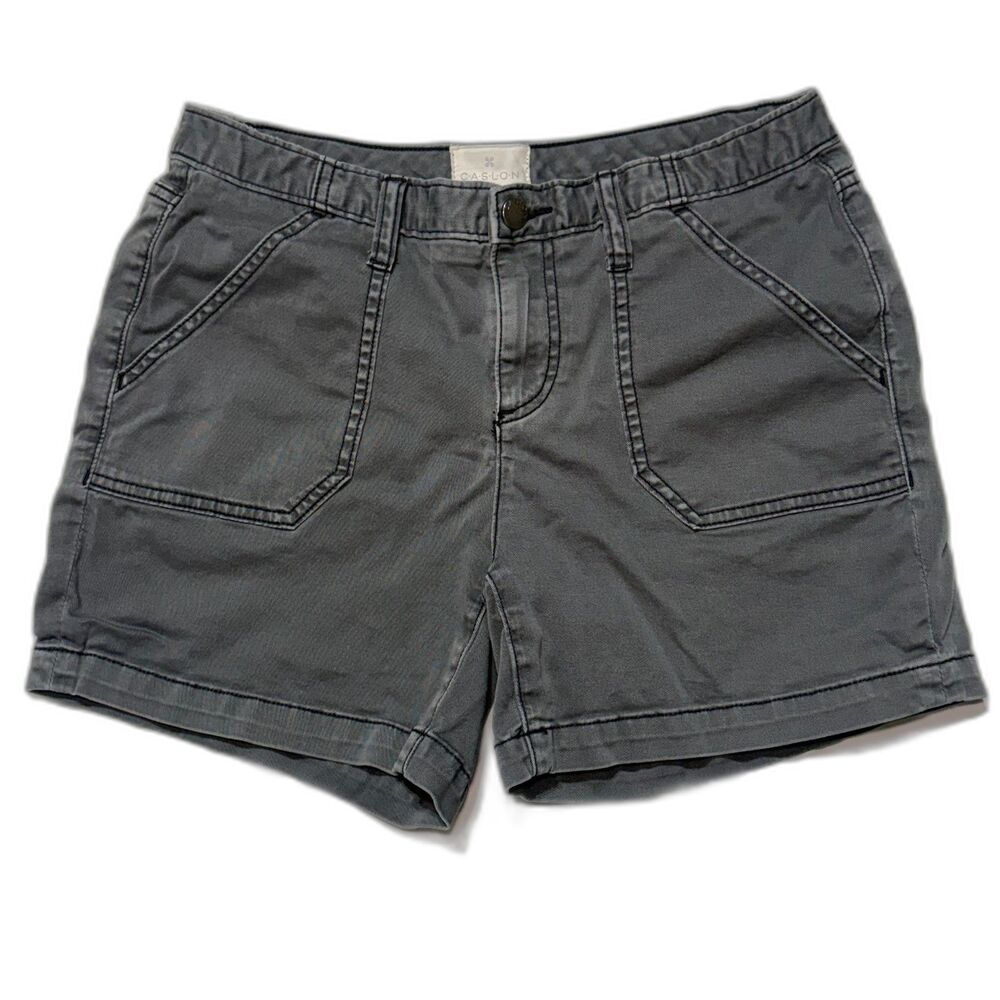 Caslon Utility Shorts Womens 6 Gray Cotton Stretch 5" Inseam Patch Pockets